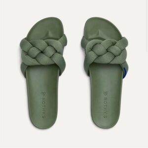 ROTHY’S Bubble Slide, Olive Green Woven Sandals, size 8.5
